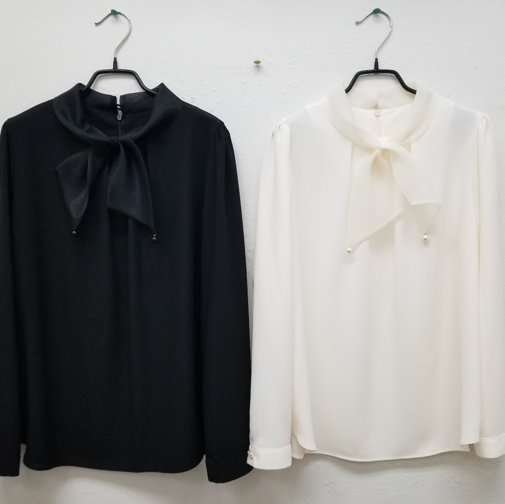 Long sleeve bow blouse